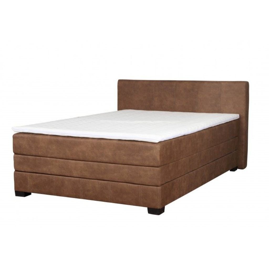 JVmoebel Lederbett, Bett Boxspring Design Betten Hotel Doppel Polster Leder Lederbett