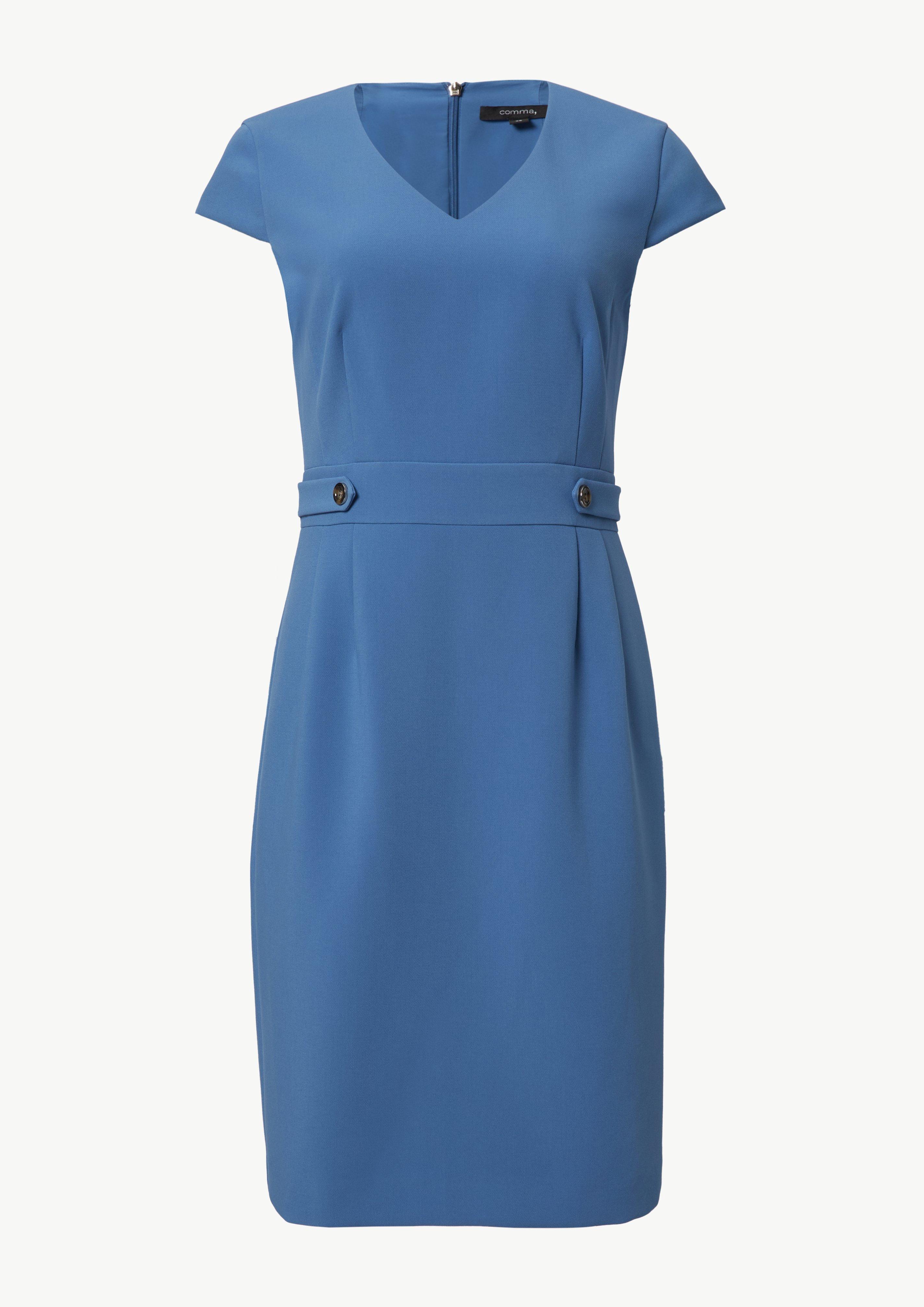 Antailliertes Etuikleid aus Twill - royalblau
