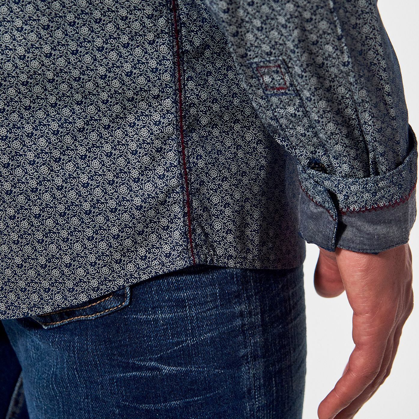 POWEL  Chemise slim bleue Homme imprimé