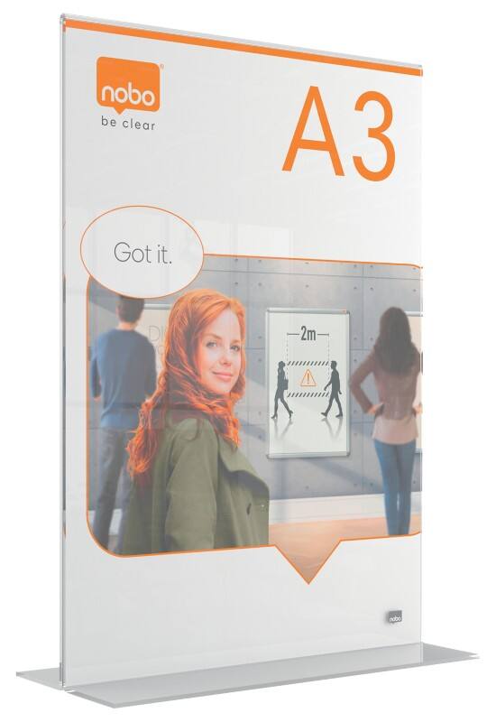 Nobo Premium Plus Tischaufsteller DIN A3 T-Form 30,7 (B) x 9 (T) x 43,3 (H) cm Transparent