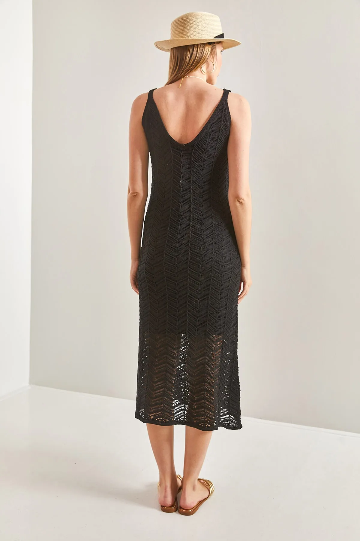 Bianco Lucci  Durchbrochenes Sommer-Strickkleid mit Trägern für Damen