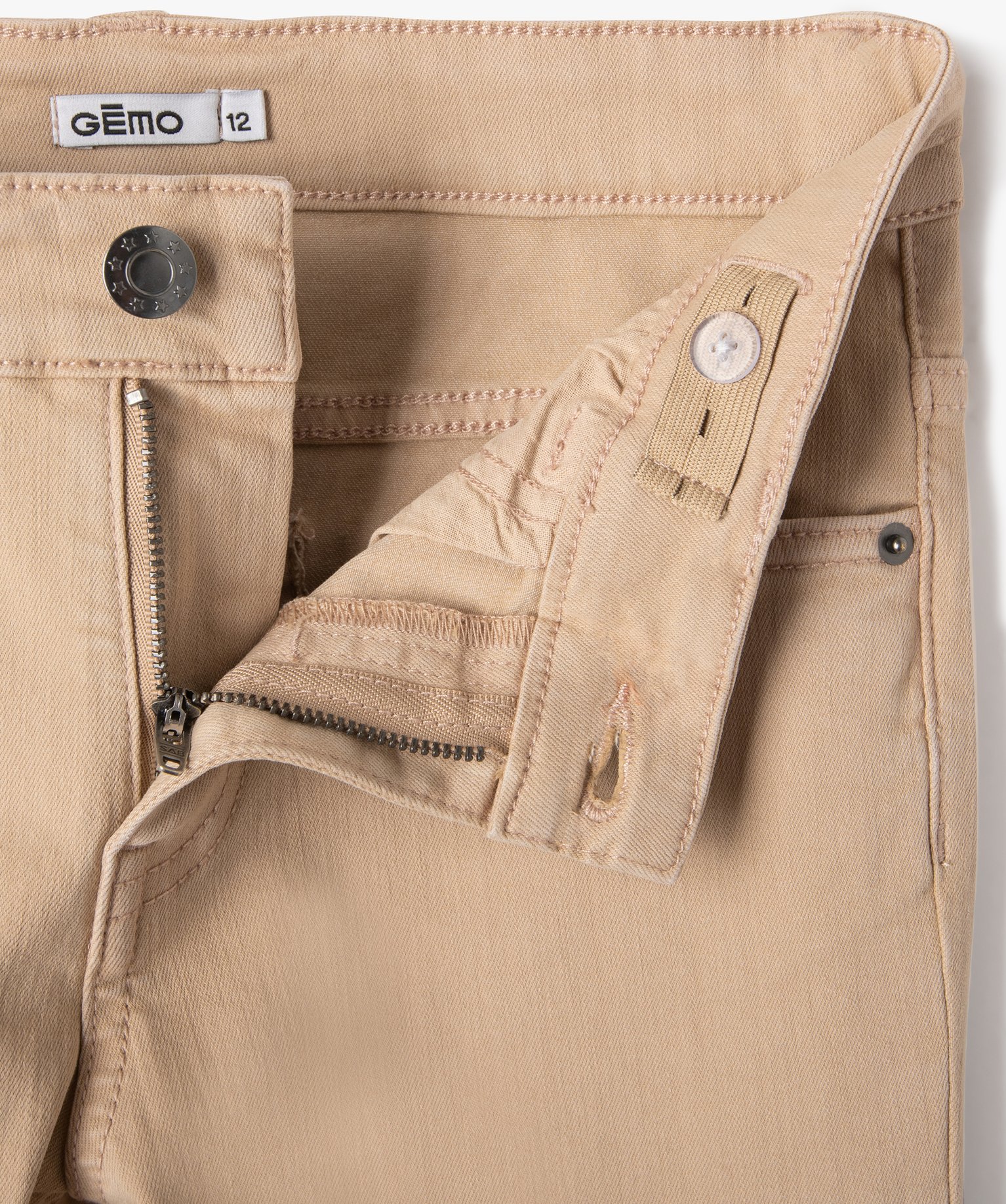 Pantalon en coton stretch coupe slim 5 poches Garçon beige | GEMO