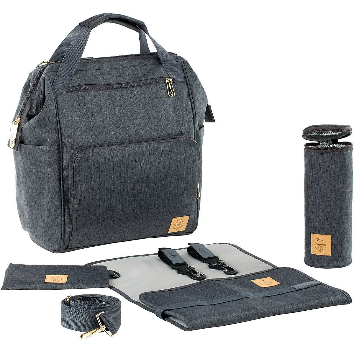 Wickelrucksack Goldie Glam anthracite, inkl. Zubehör & Wickelunterlage