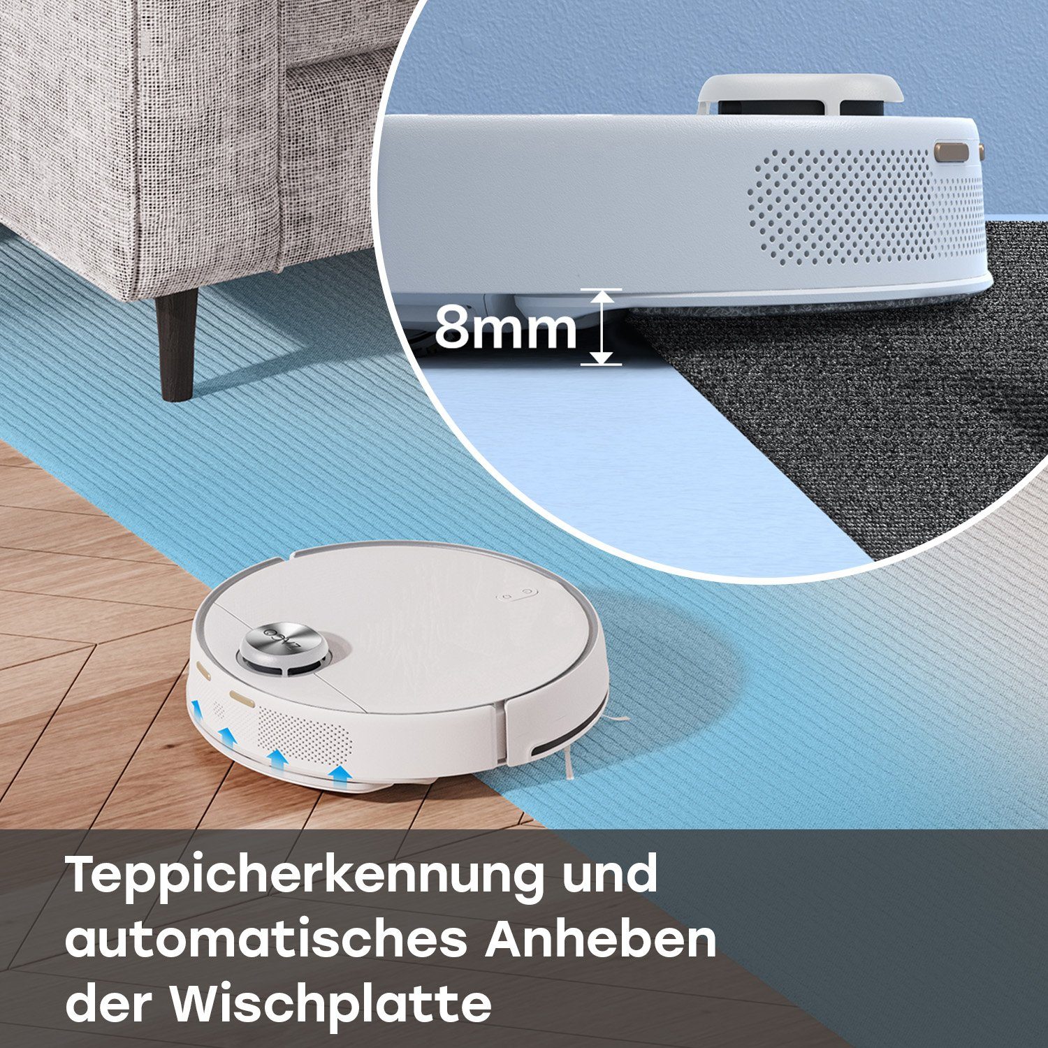 ZACO Nass-Trocken-Saugroboter ZACO M1S, 50 W, beutellos, Waschstation reinigt das Wischtuch alle 10m² mit sterilem Wasser, App