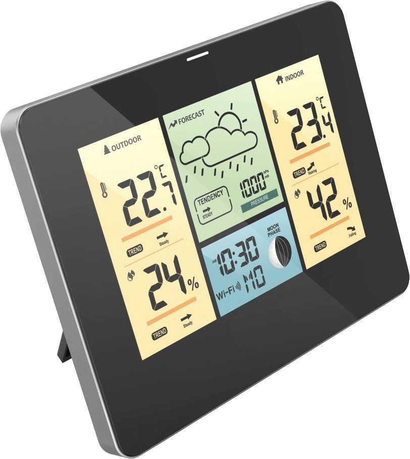 Hama WLAN mit Außensensor, Thermometer/Hygrometer Barometer, App Wetterstation (WLAN, Außensensor, Thermometer/Hygrometer Barometer, App, Farbdisplay)