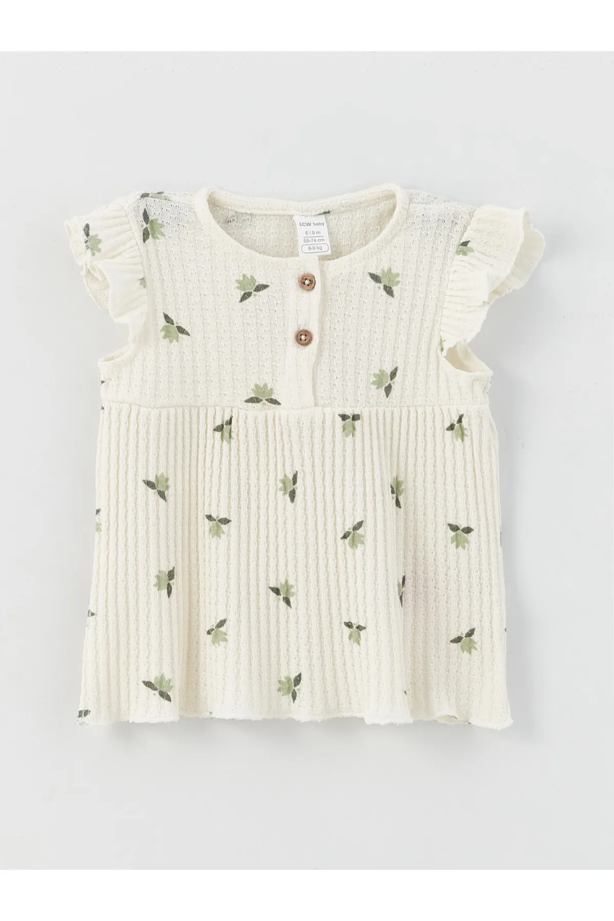 LC Waikiki  2er-Set aus gemustertem T-Shirt und Shorts mit Rundhalsausschnitt für Baby-Mädchen