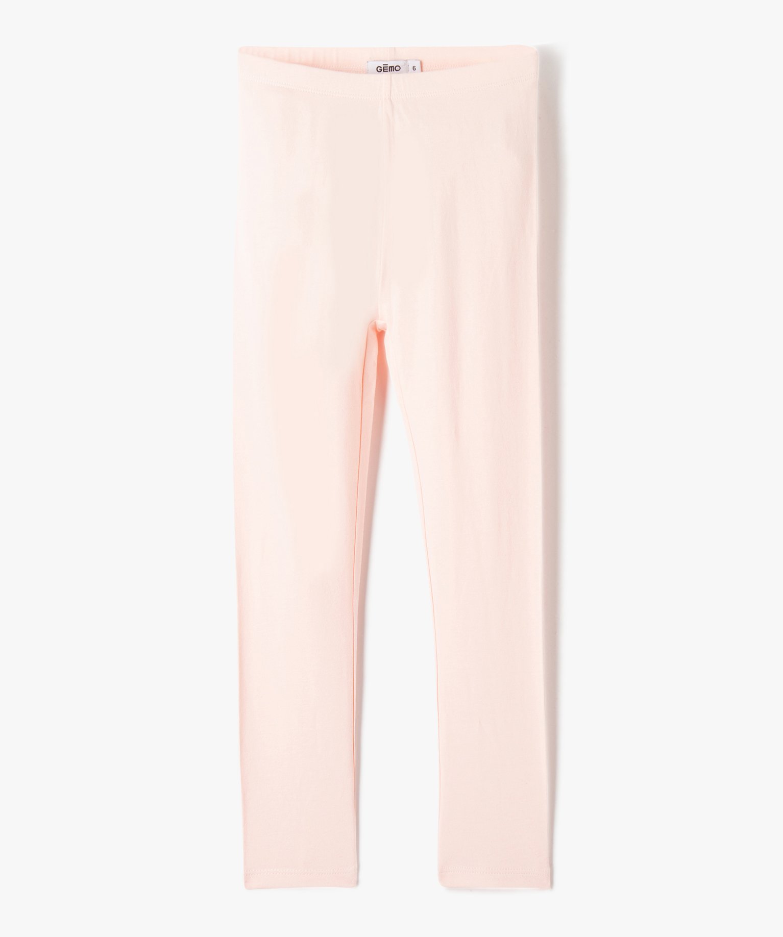 Legging fille long uni en coton stretch rose | GEMO