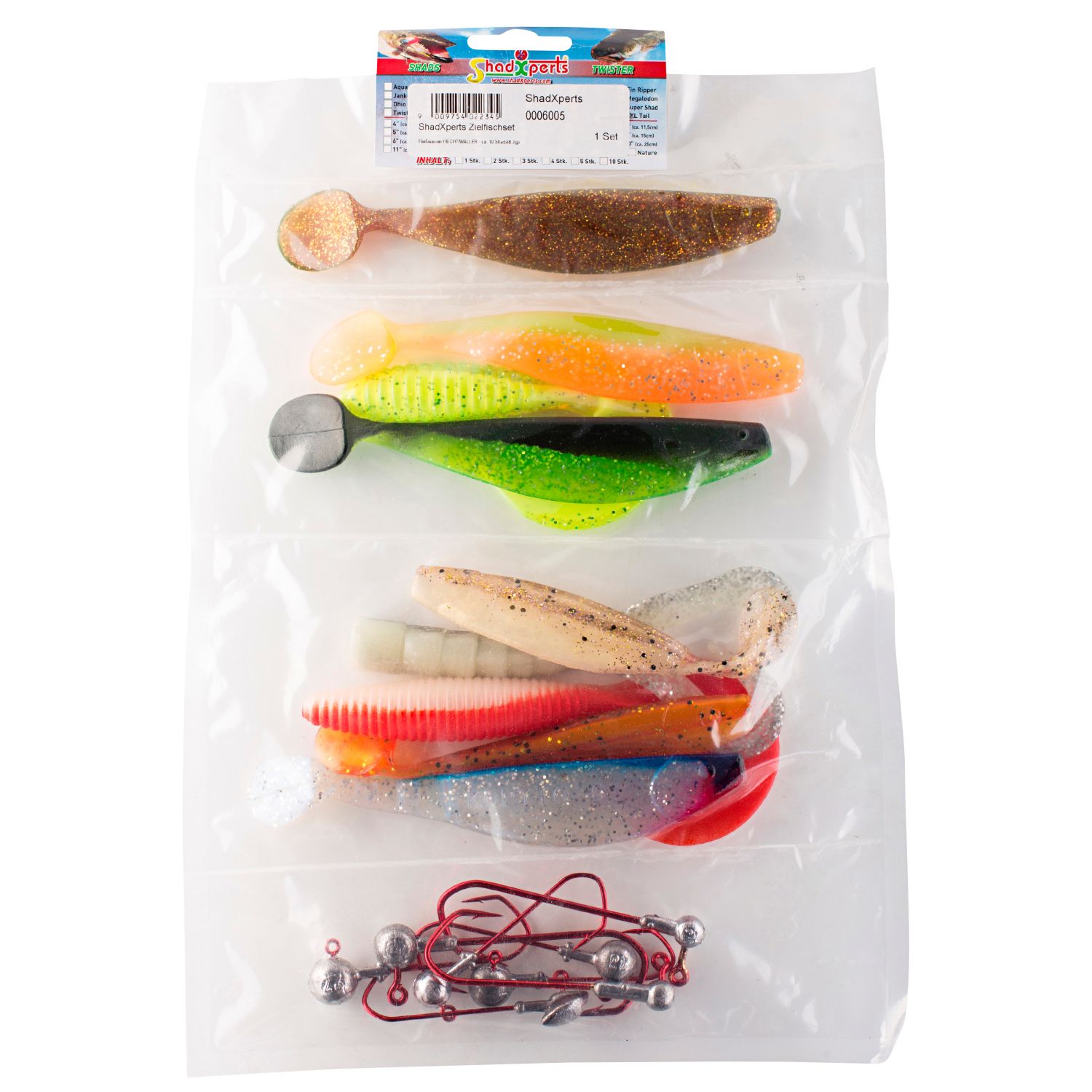 ShadXperts Shad/Jighaken Set Fließwasser Hecht/Waller