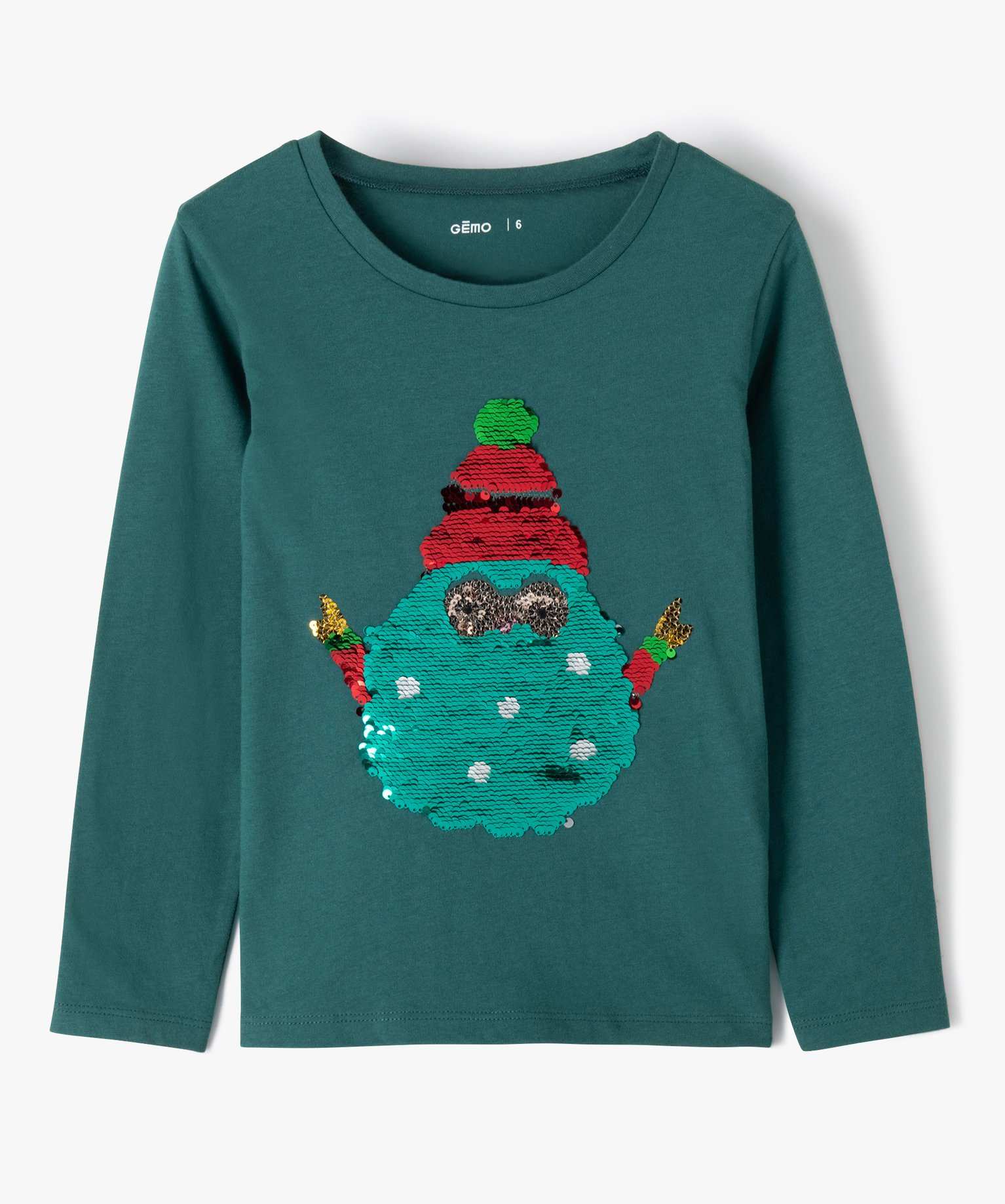 Tee-shirt fille avec motif de Nol en sequins réversibles | GEMO