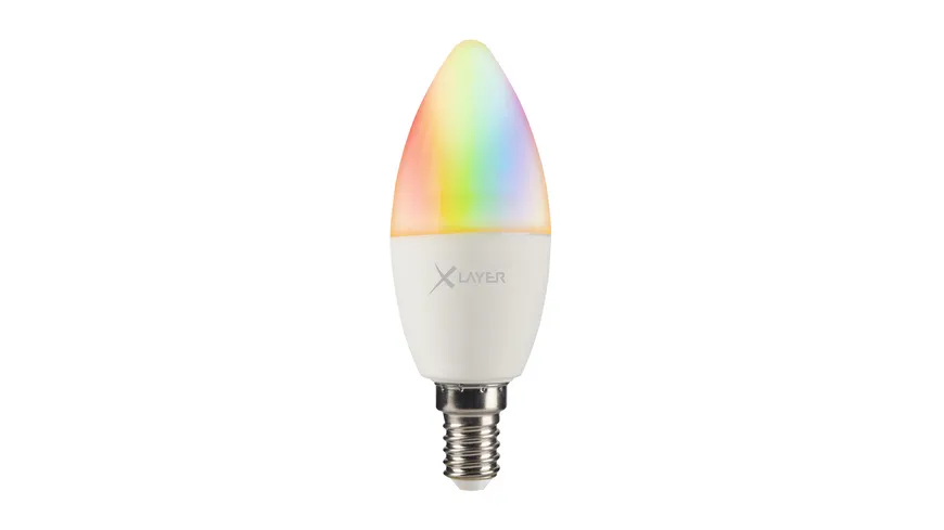 XLayer Smart Home WiFi LED E14 - 4.5 Watt Lampe - Birne Mehrfarbig, Dimmbar, Warm- und Kaltweiß