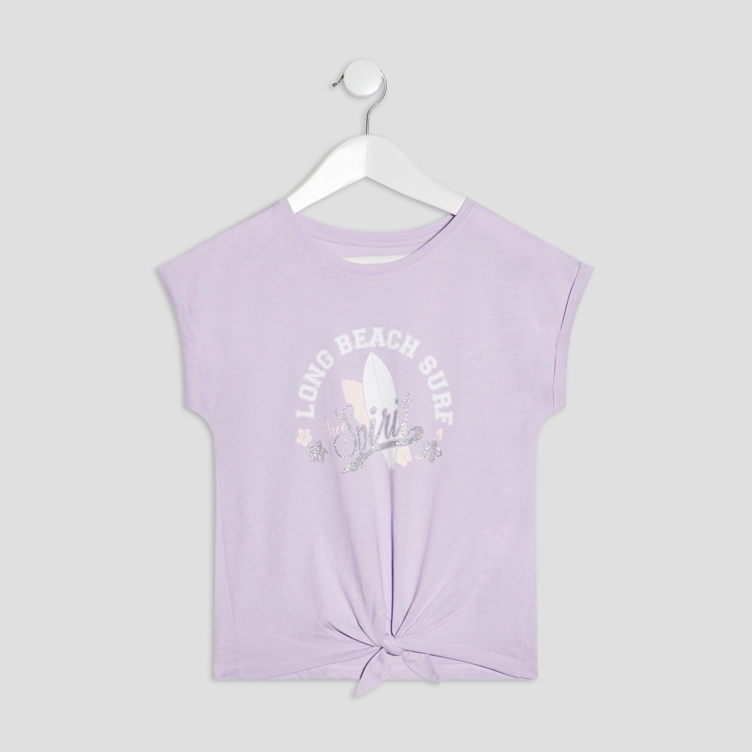 T-shirt manches courtes violet clair fille | La Halle