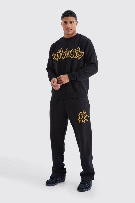 Sweatshirt-Trainingsanzug mit Graffiti-Print