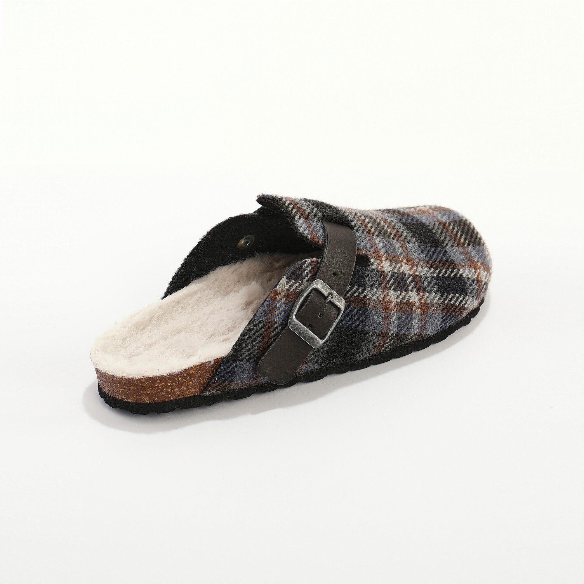 Mules sabot carreaux à boucle