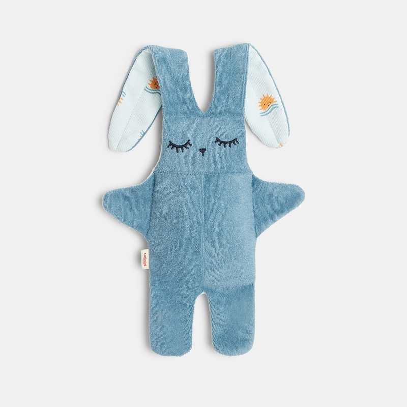 Doudou bébé garçon lapin bleu à motifs soleil Catimini