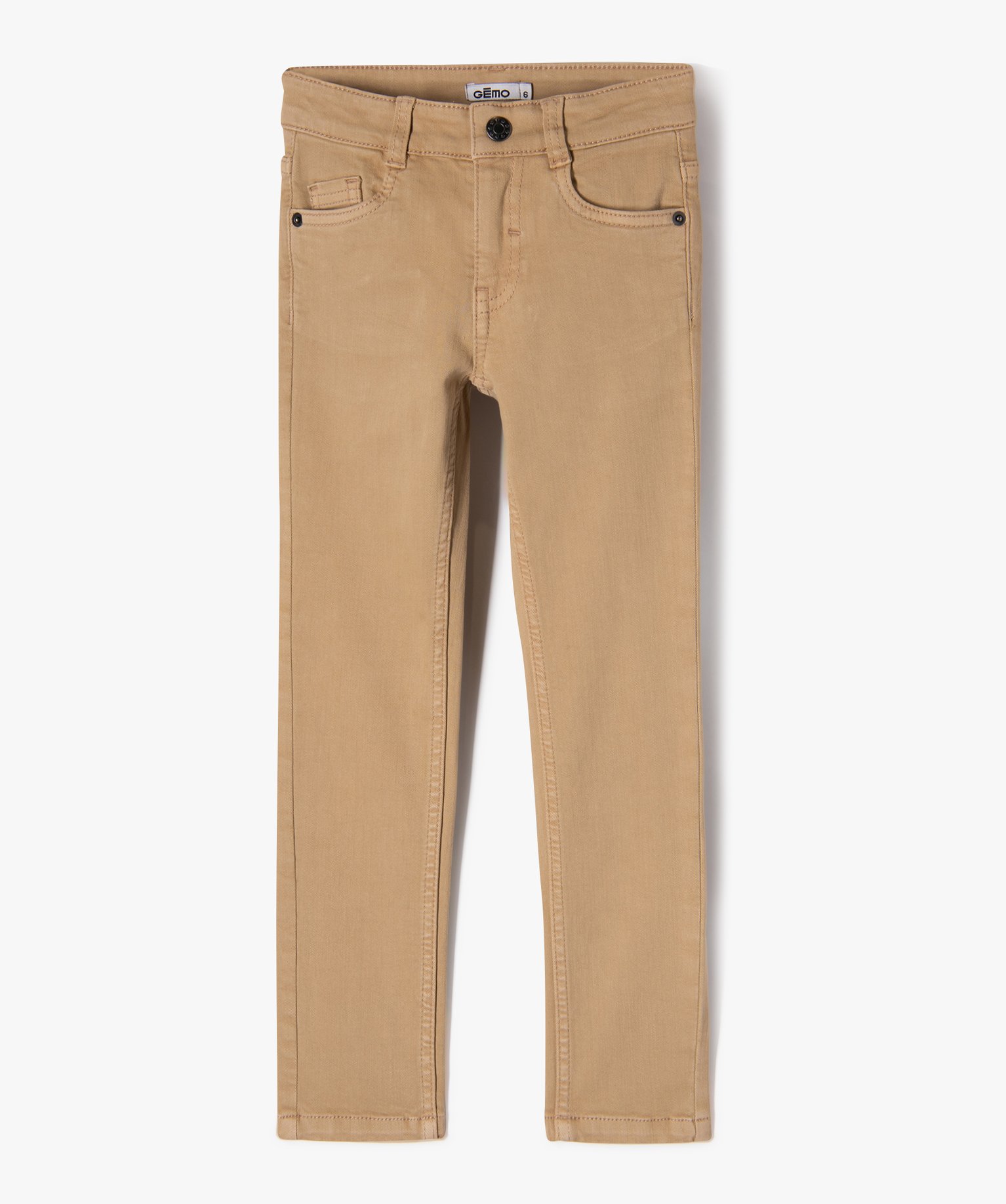 Pantalon uni extensible coupe Slim Garçon beige | GEMO