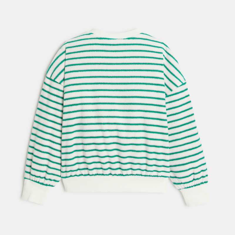 Sweat fille écru à rayures vertes Catimini