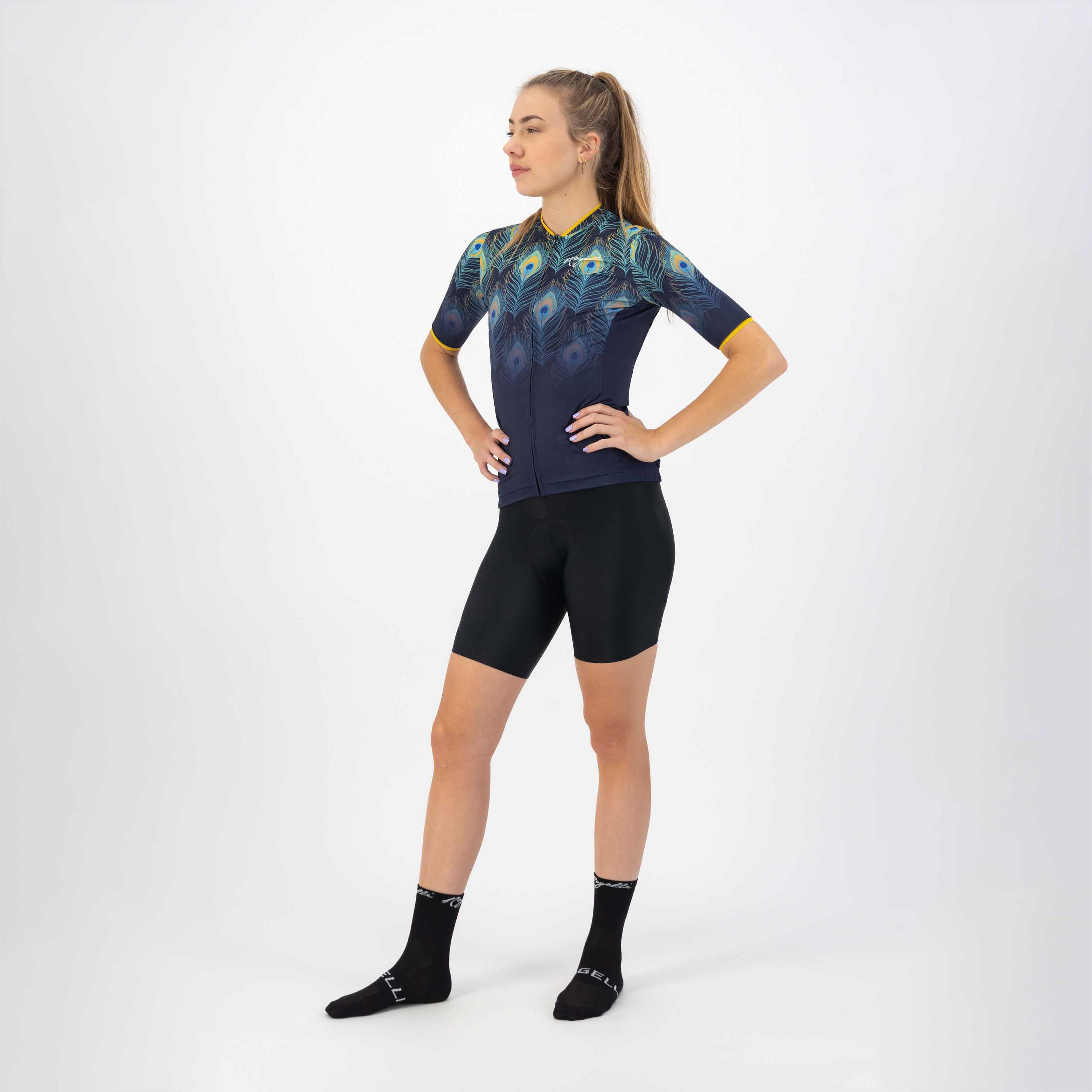 Rogelli Animal Blau/Gelb Damen Radtrikot Kurzarm