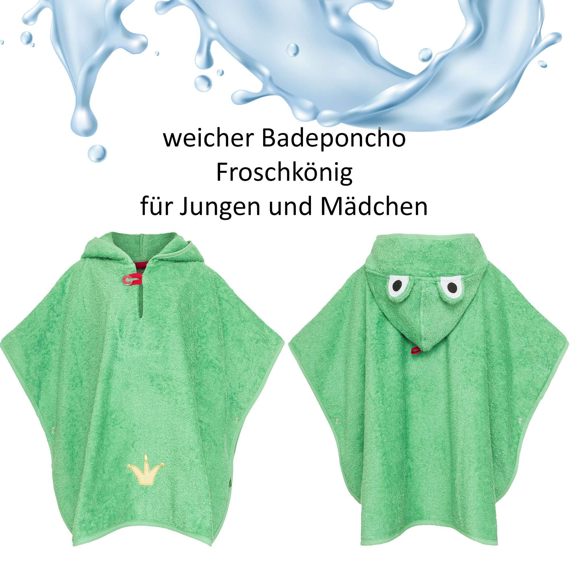 Smithy Badeponcho Baby Frosch, grün, Frottee, Frottee, Knöpfe am Armloch, made in Europe