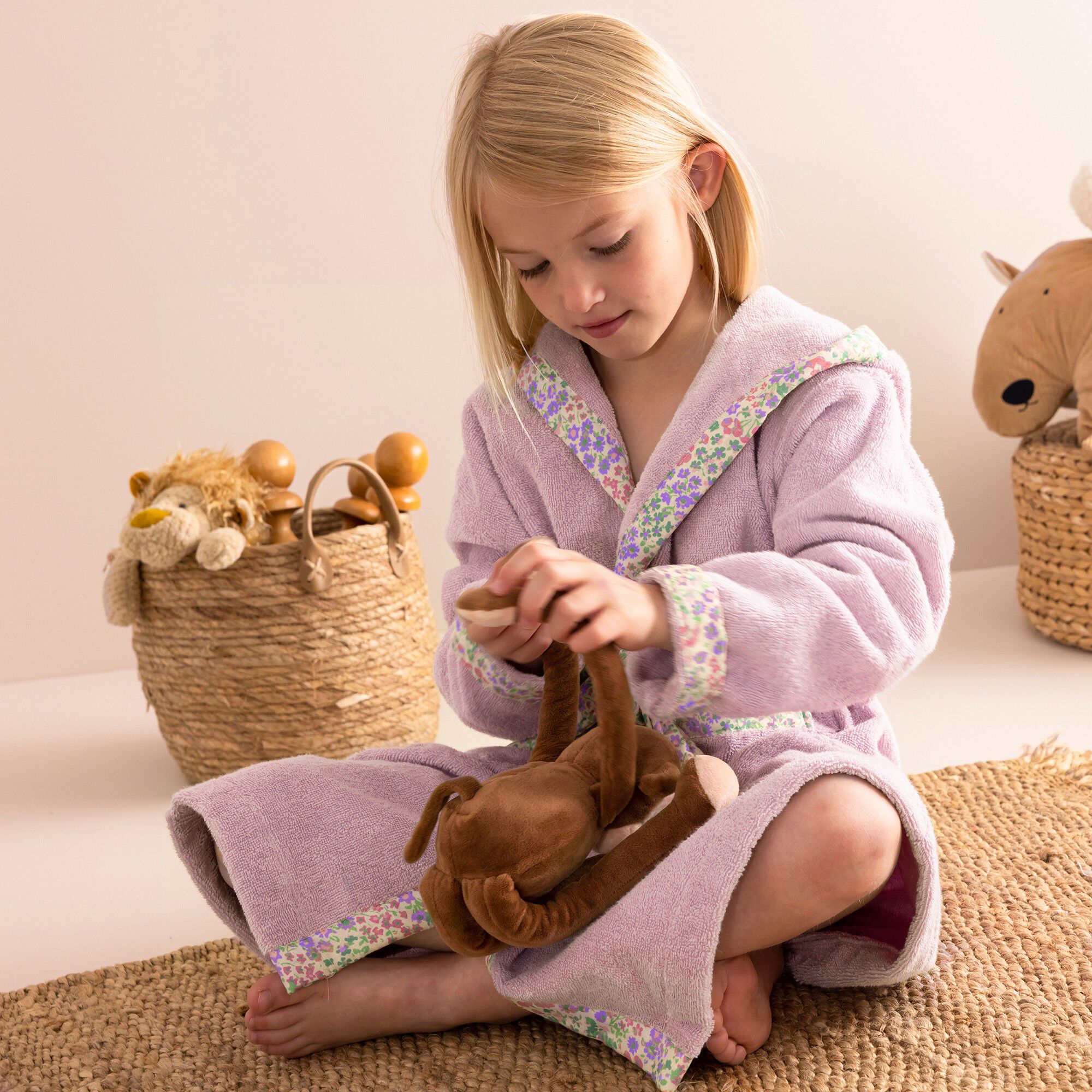 Peignoir de bain enfant à capuche éponge coton