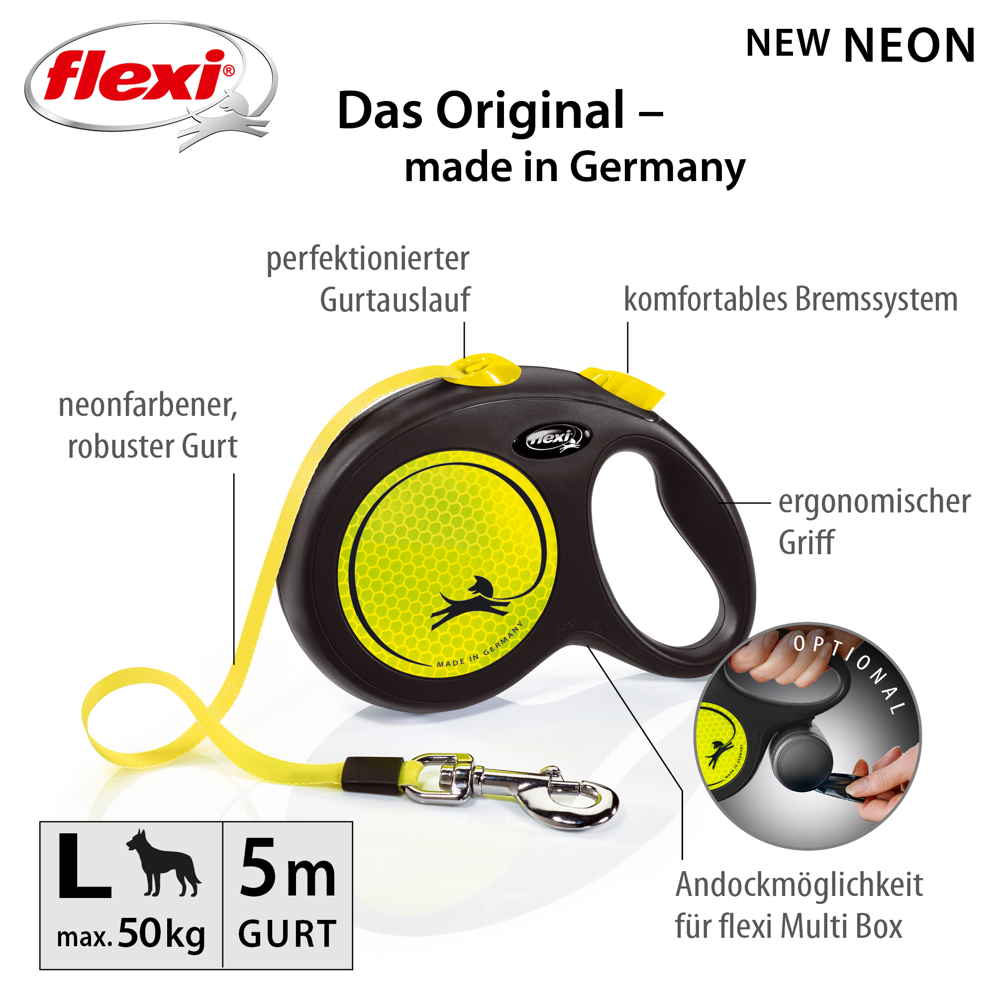 Flexi Hundeleinen Flexi New Neon Gurt neon L