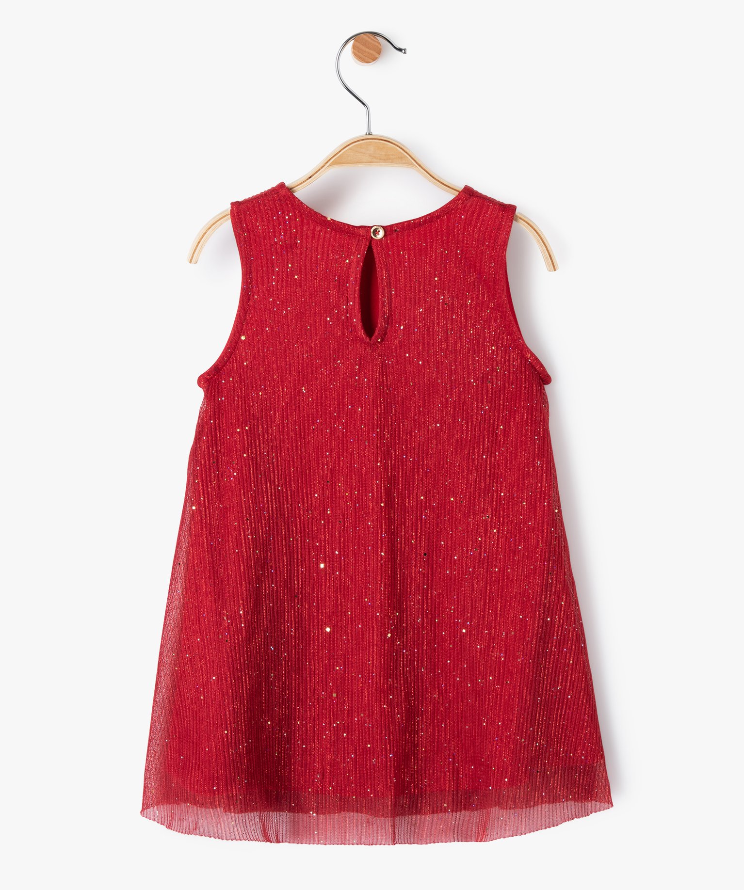 Robe bébé fille en maille plissée et pailletée rouge | GEMO