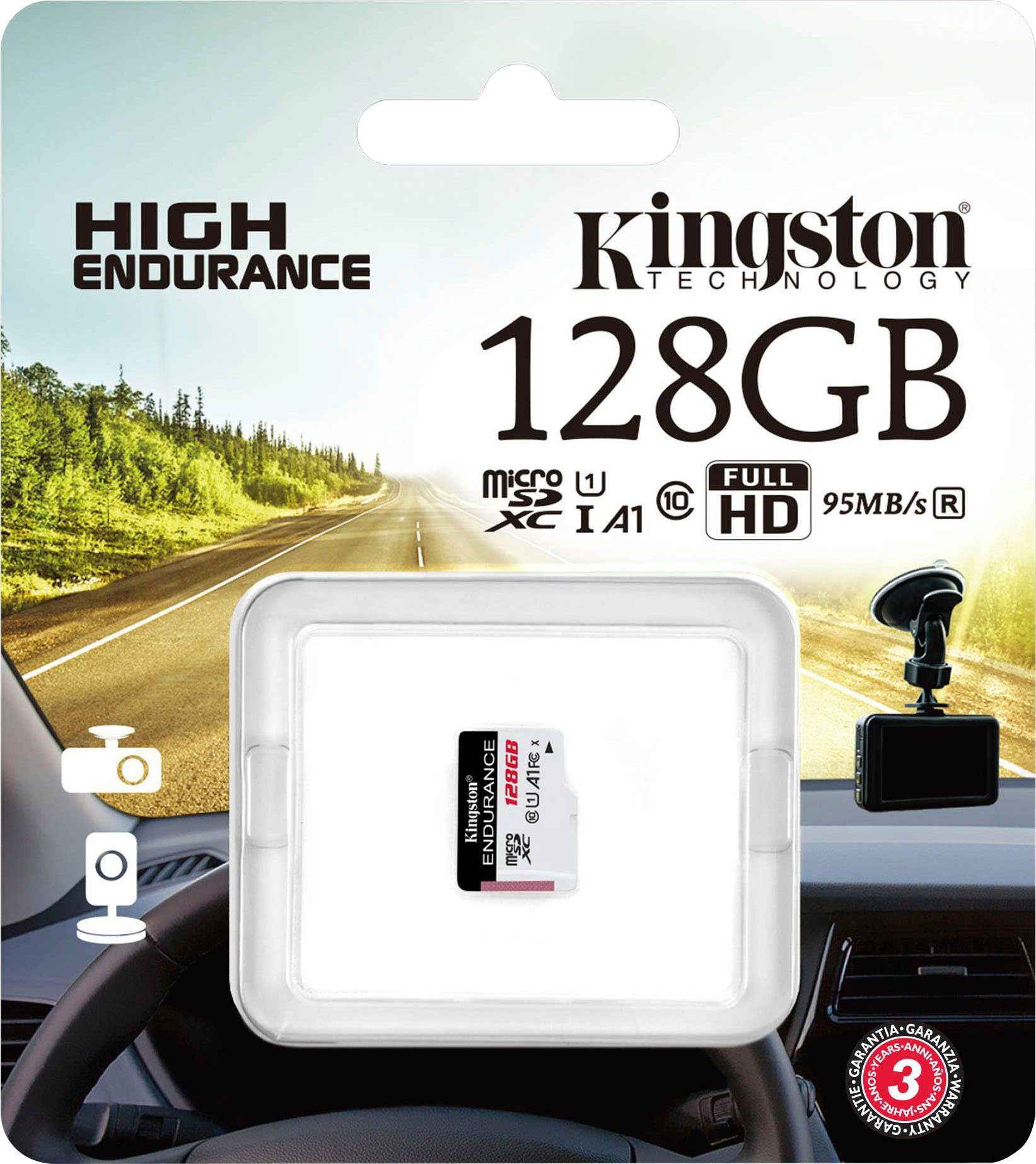 Kingston HIGH-ENDURANCE microSD 128GB Speicherkarte (128 GB, UHS-I Class 10, 95 MB/s Lesegeschwindigkeit)