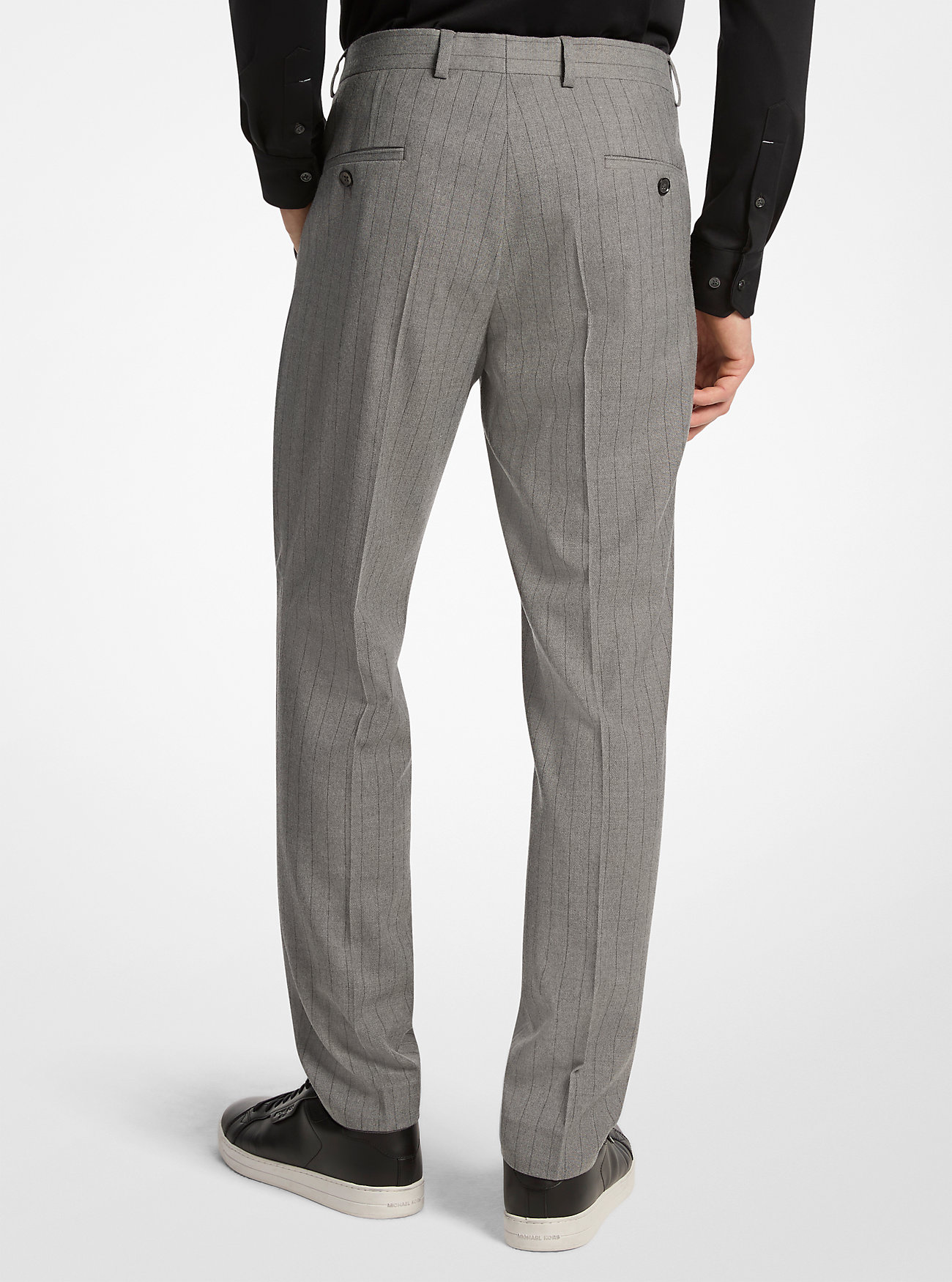 Slim-Fit Pinstripe Stretch Ullblandingsbukse - BLEKEGRÅ