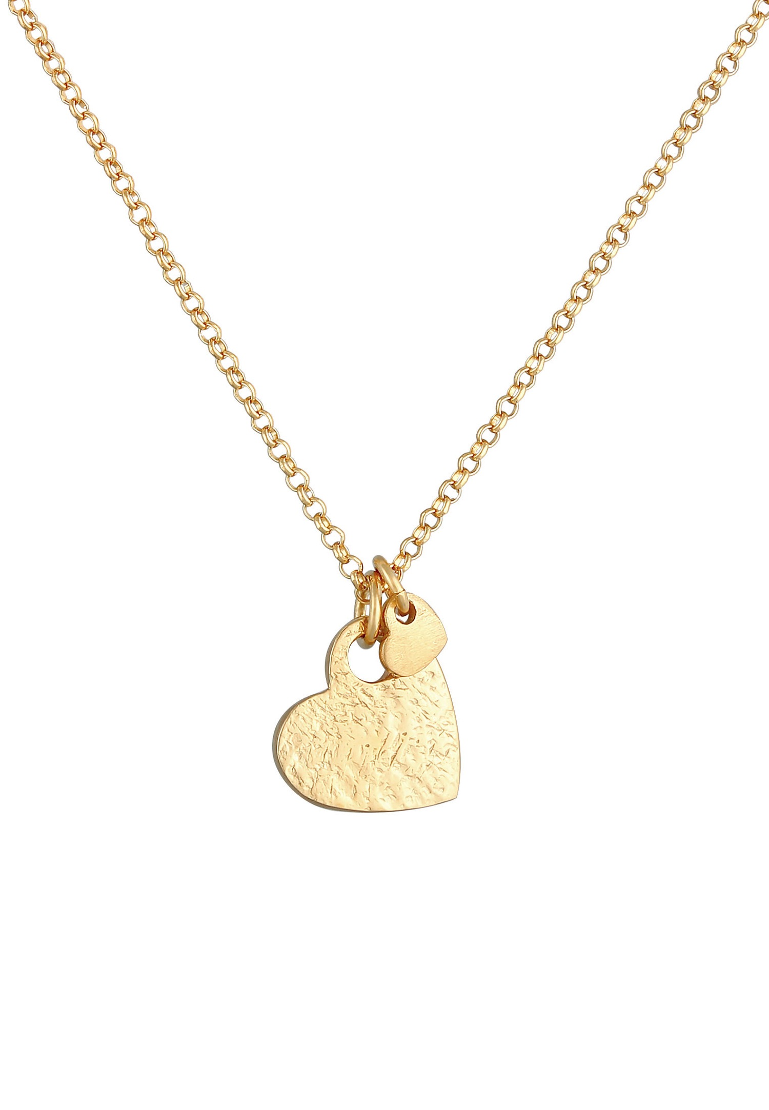 Elli Heart Pendant for Women, Love Style, Organic Look, Trendy, in 925 Sterling Silver, Gold Plated