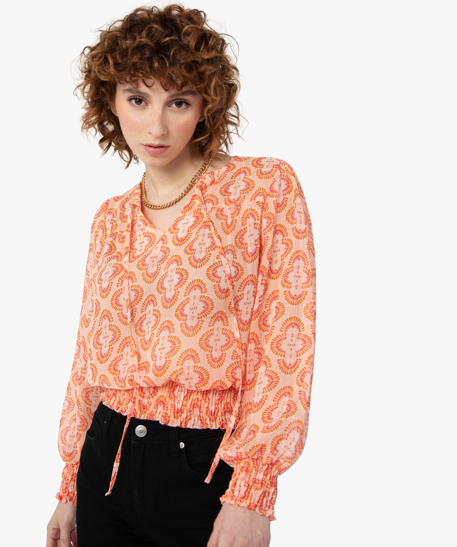 Blouse femme imprimée à manches longues imprime | GEMO
