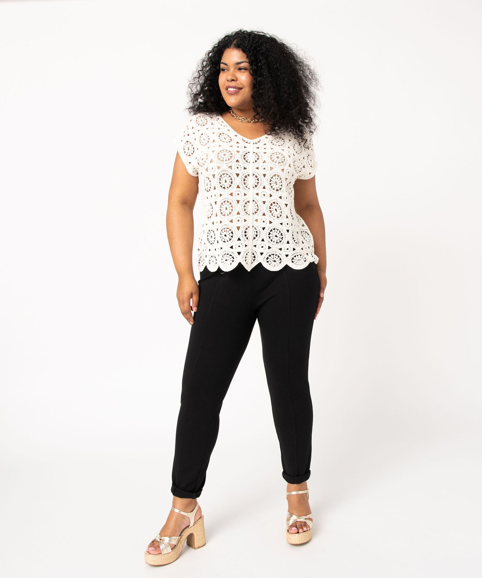 Leggings à pont femme grande taille noir | GEMO