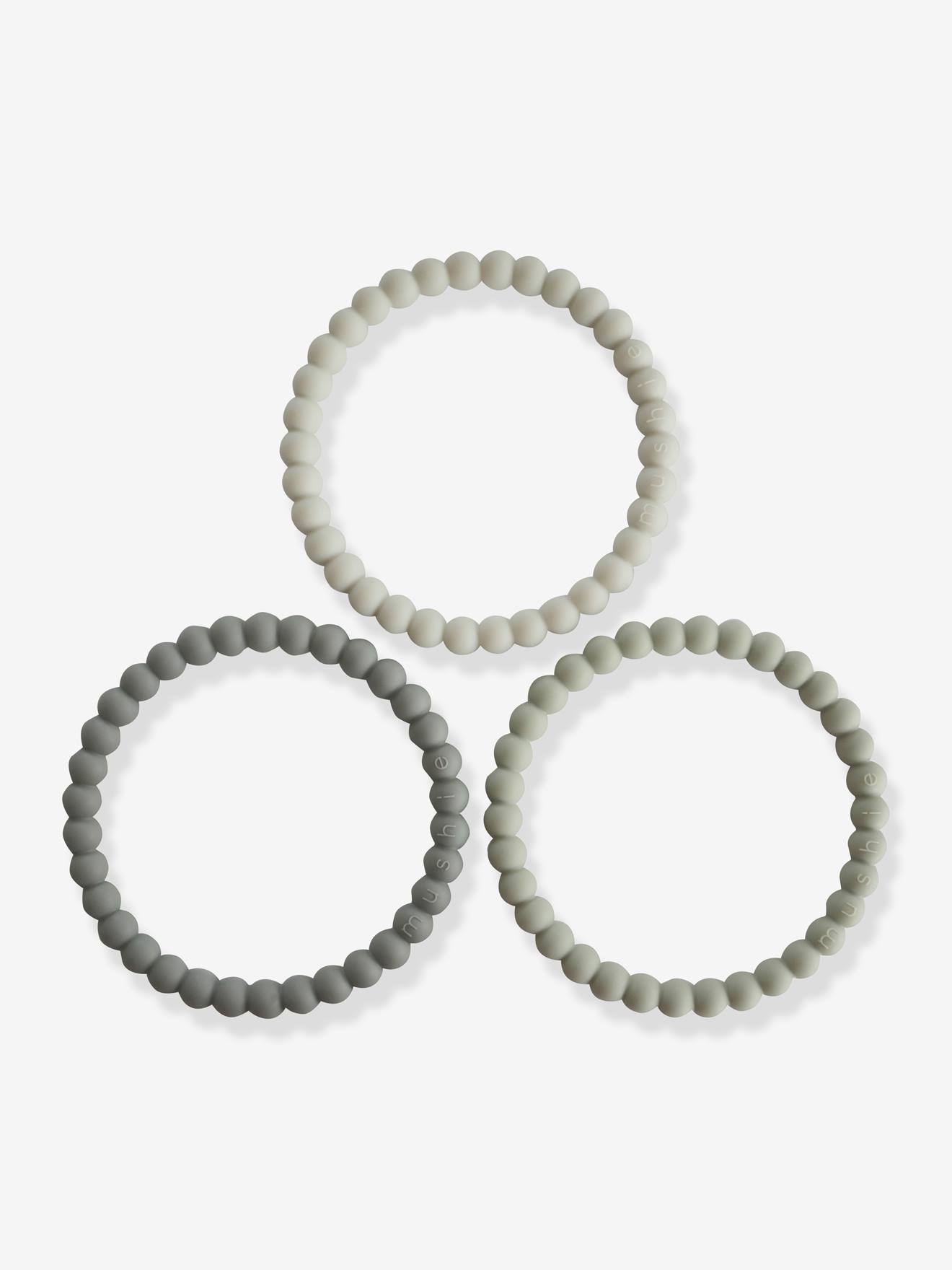 Mushie 3er-Pack Zahnungshilfe-Armbänder Perlen MUSHIE - grün