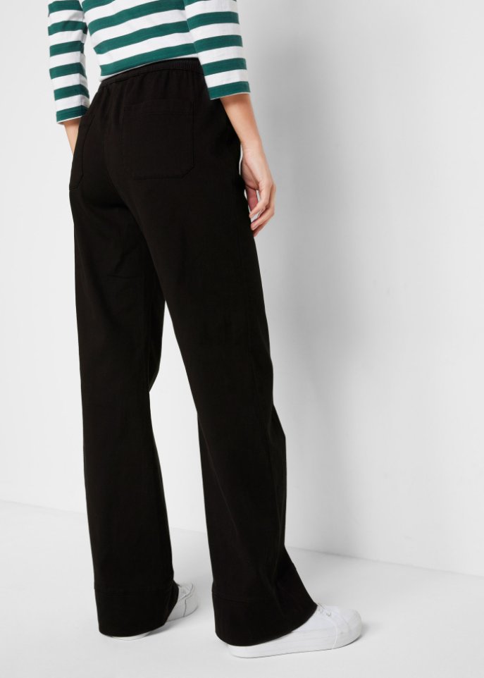 Twillhose mit ausgestelltem Bein und High-Waist-Bequembund