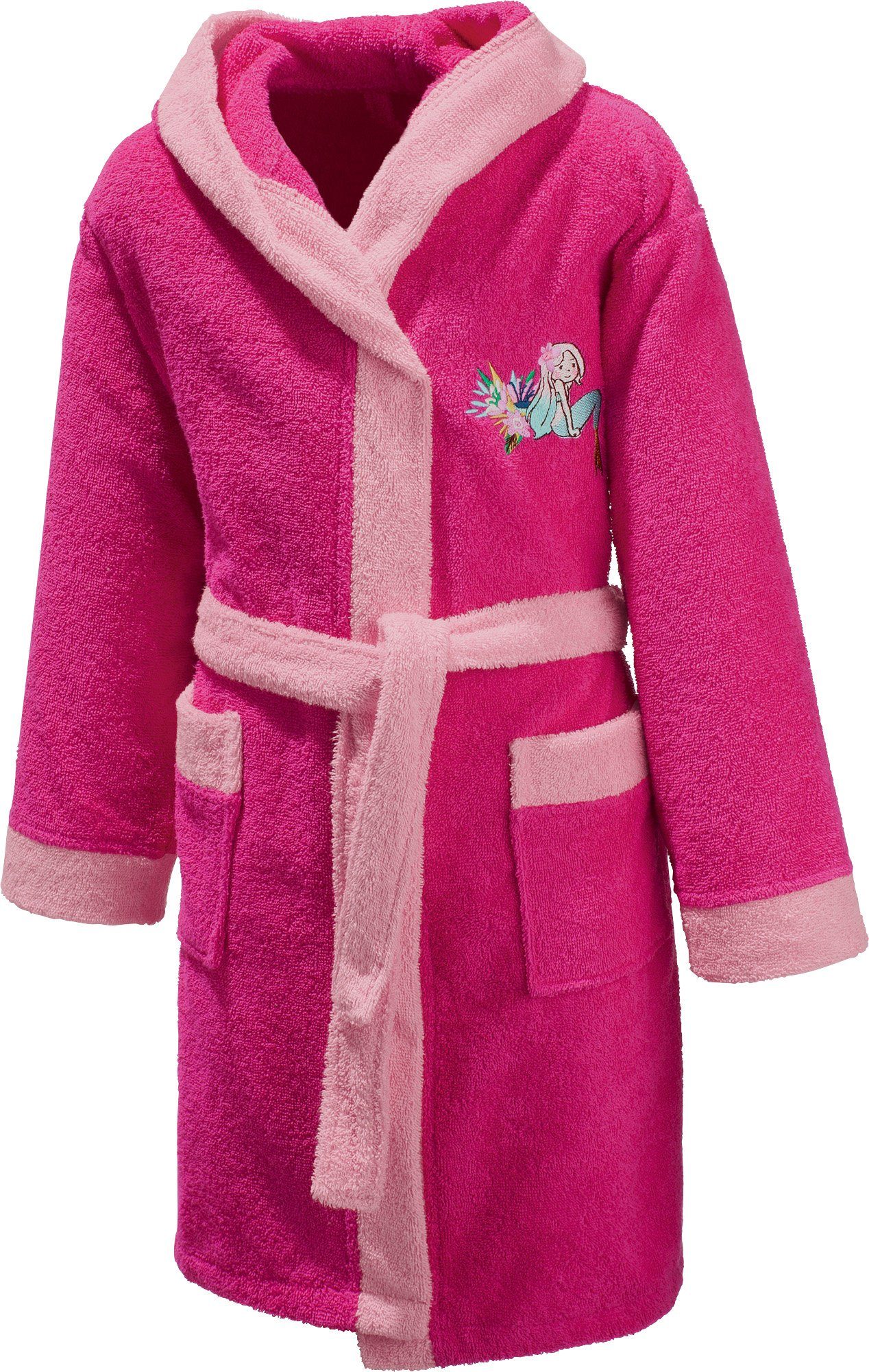 Erwin Müller Kinderbademantel Kinder-Bademantel mit Kapuze, Rückenlänge: 67 cm, Frottier, mit Kapuze, default, Walk-Frottier Uni, Motiv: Meerjungfrau
