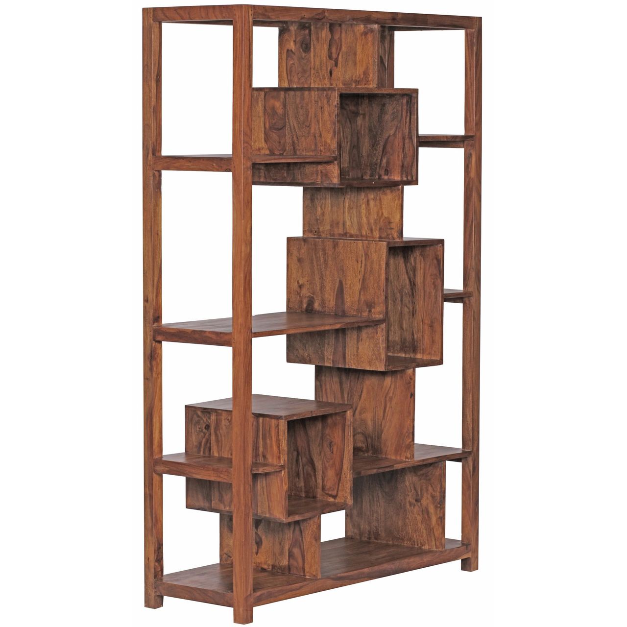 Wohnling Design Sheesham Massivholz Bücherregal 115 x 40 x 180 cm (B/T/H)