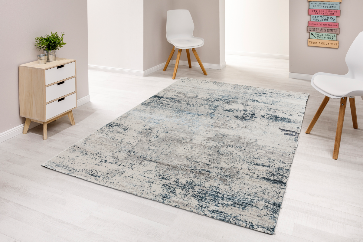 Webteppich Antea blau-creme Vintage 80x150