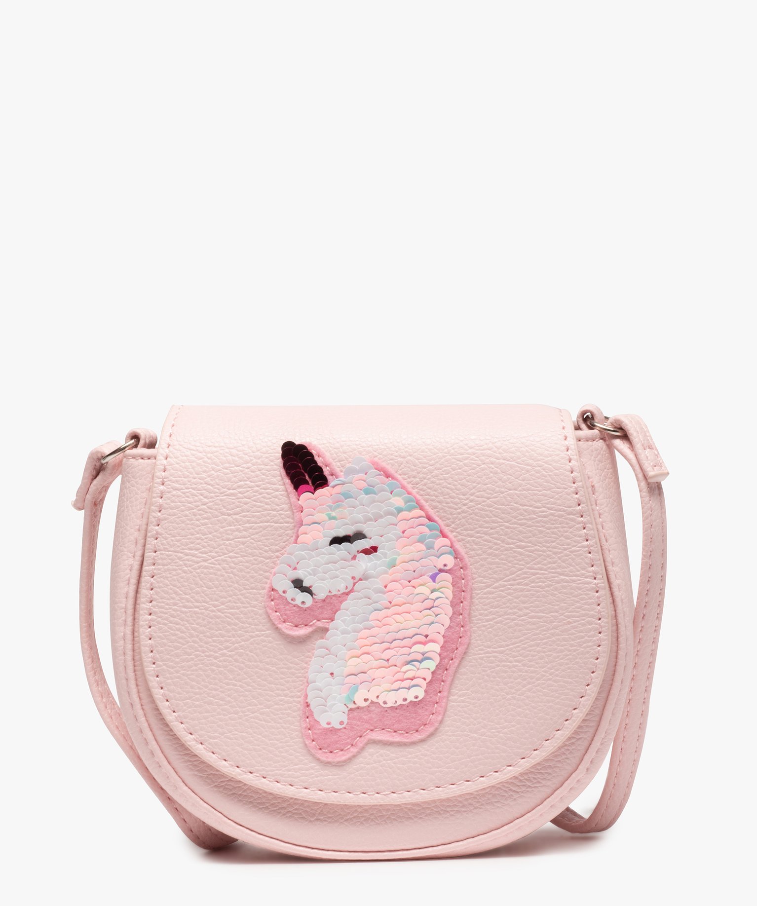 Sac fille avec rabat à motif licorne en sequins réversibles rose | GEMO