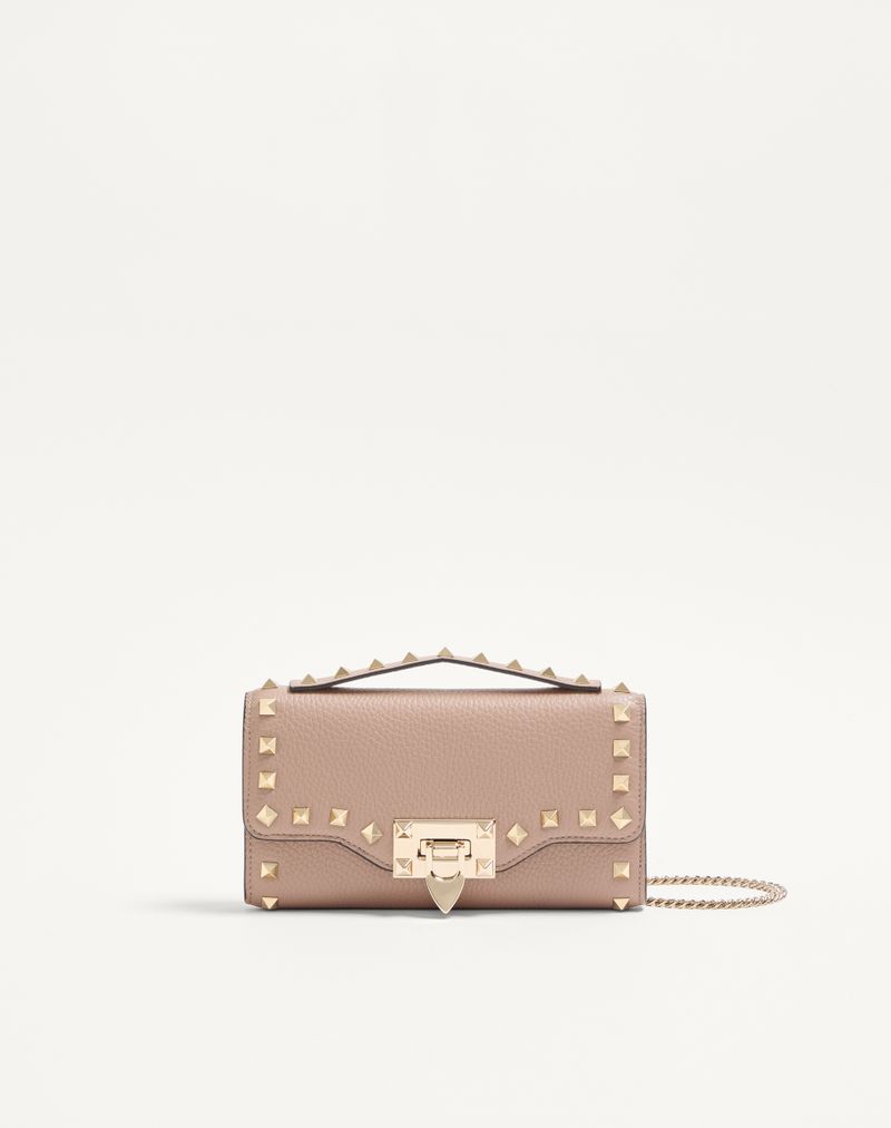 Rockstud Chain Wallet in granaatkleurig kalfsleer