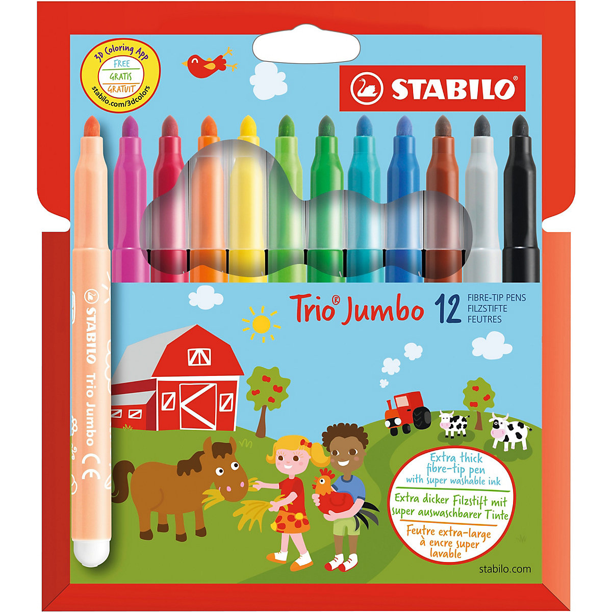 Filzstifte Trio Jumbo, 12 Farben