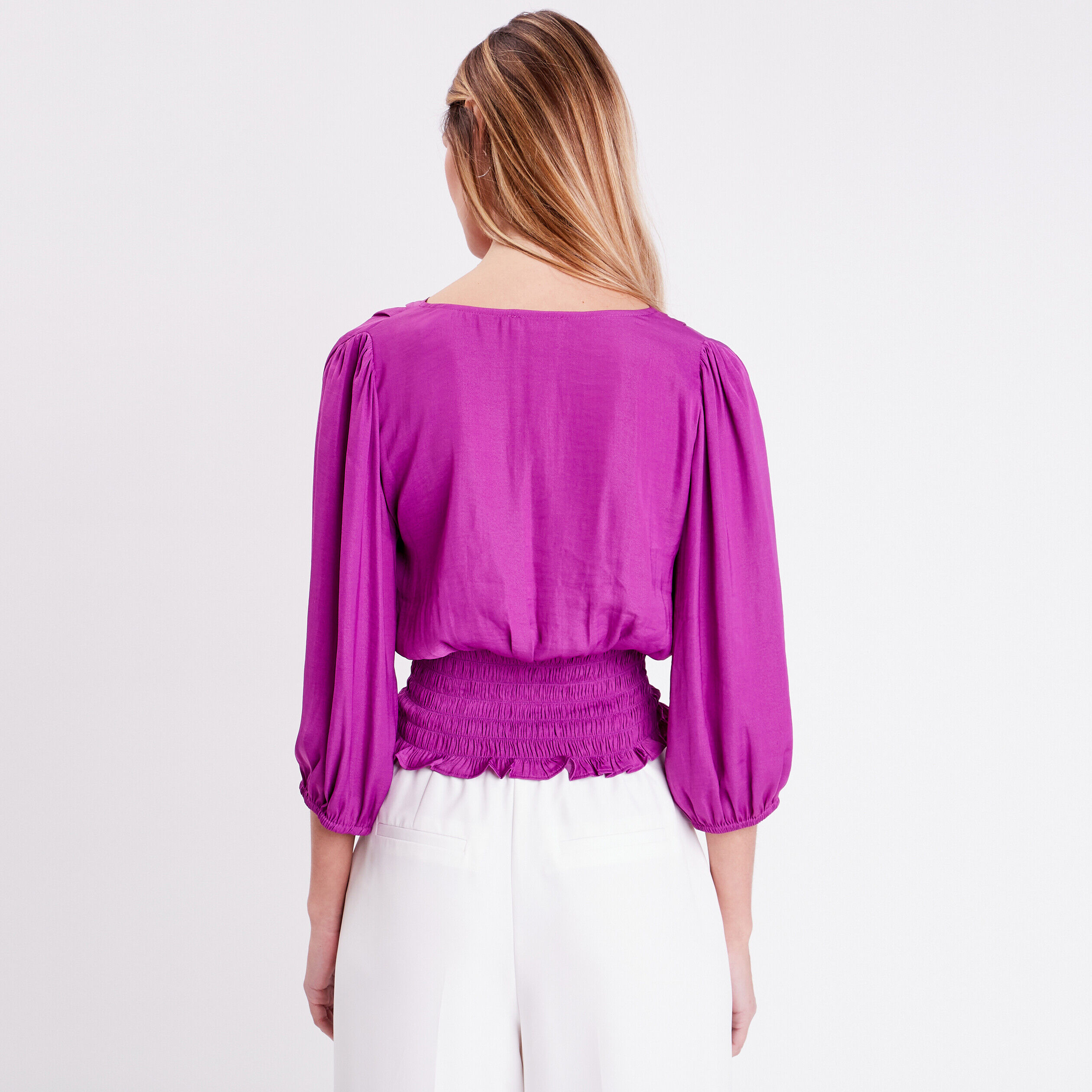 Blouse manches 3/4 violet femme | Cache Cache