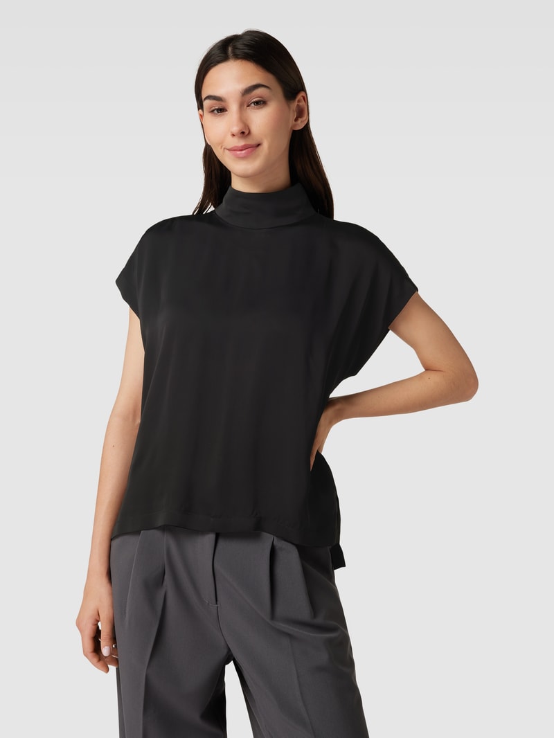 Blusenshirt aus Viskose mit Stehkragen Modell 'ALARIA' in schwarz