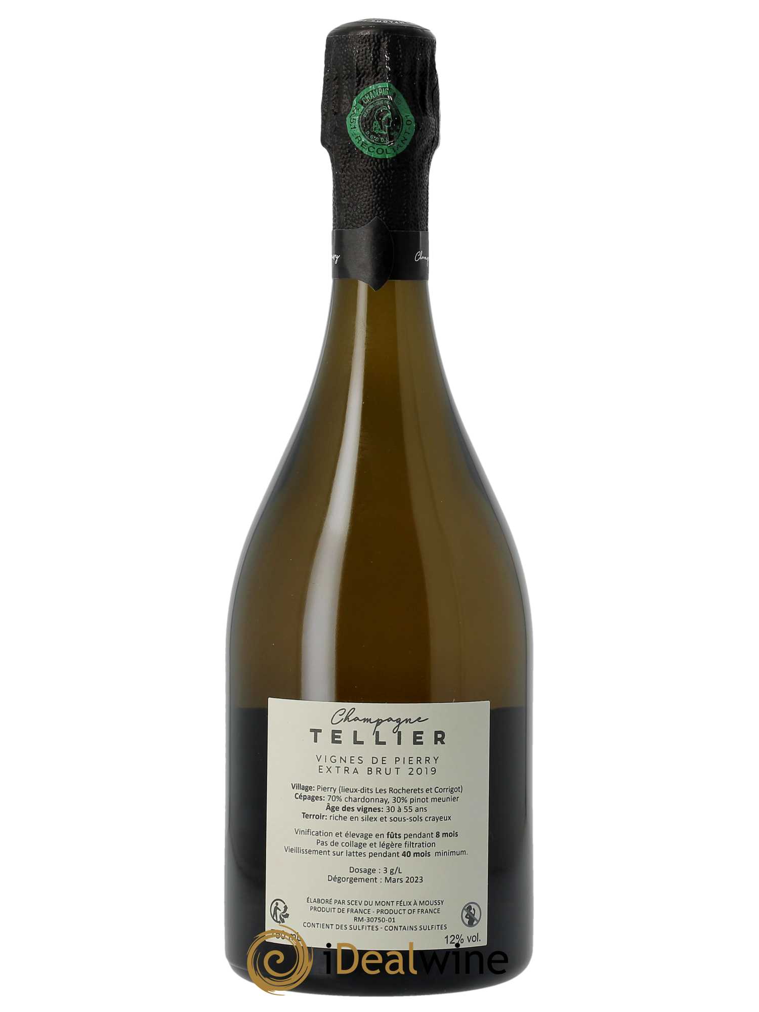 Vignes de Pierry Premier Cru Extra-Brut Tellier  2019 - Lot de 1 Bouteille