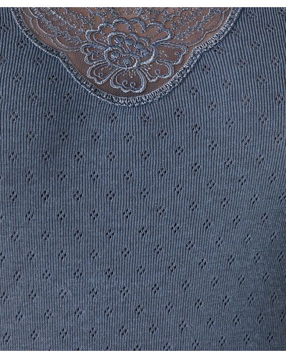 Tee-shirt maille ajourée, guipure à l'encolure Thermolactyl