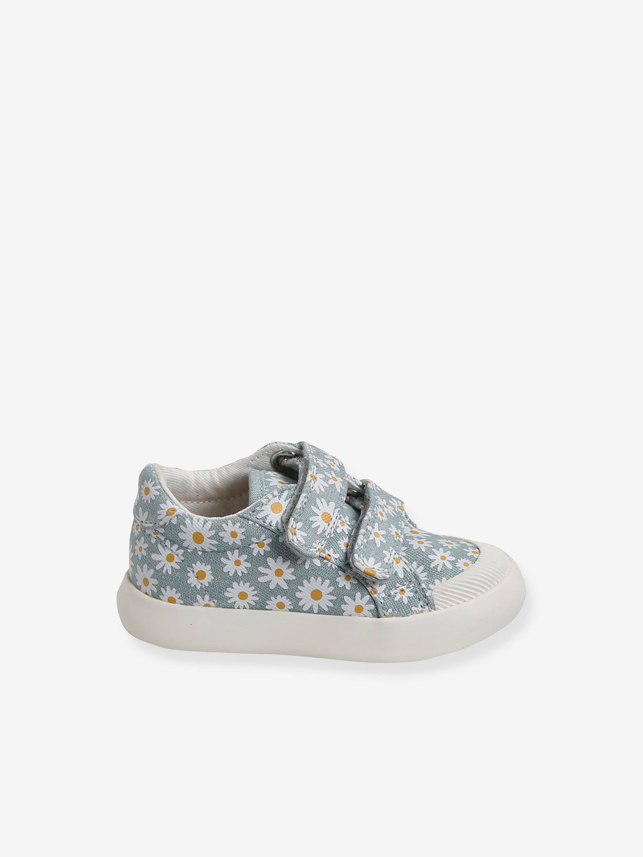 Vertbaudet Mädchen Baby Stoffschuhe, Klett - mehrfarbig