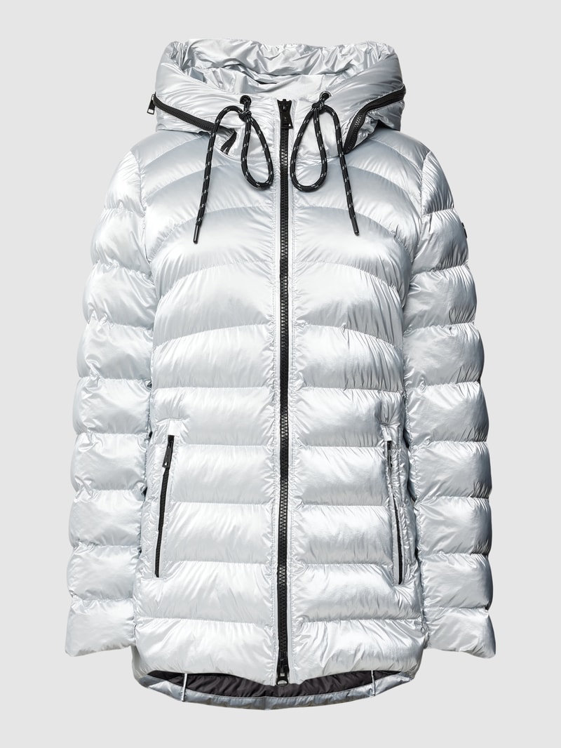 Steppjacke mit Kapuze in silber