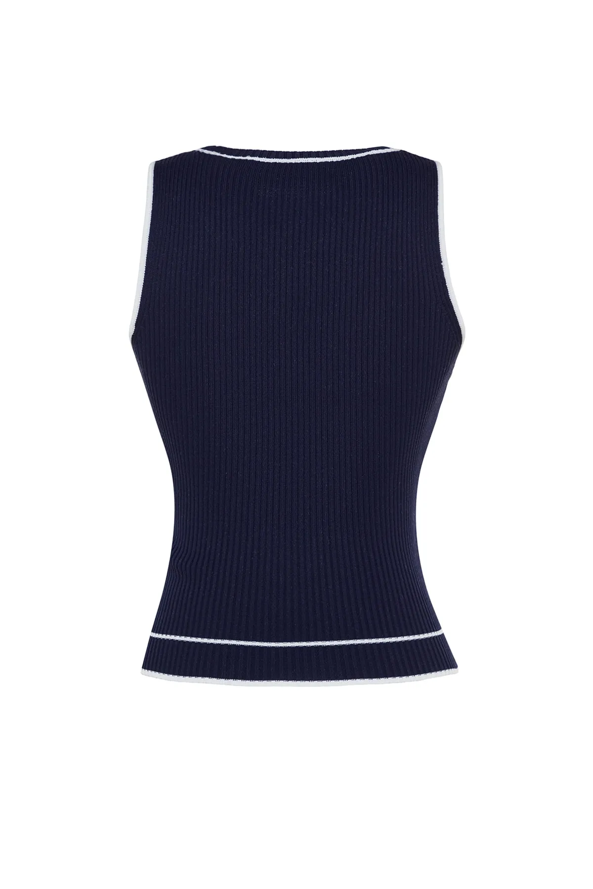 Trendyol Collection  Marineblaue Basic-Strickbluse mit Blockfarben TWOSS23BZ00611