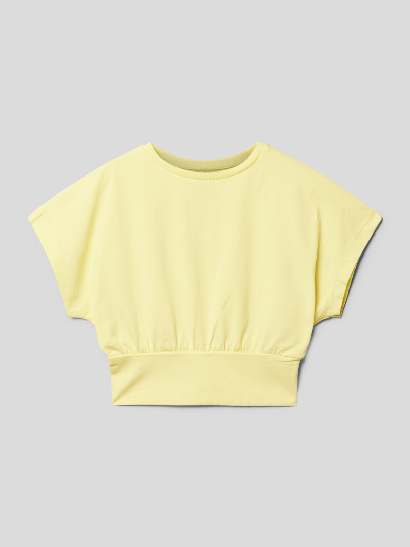 T-Shirt mit elastischem Bund Modell 'Boxy' in hellgelb