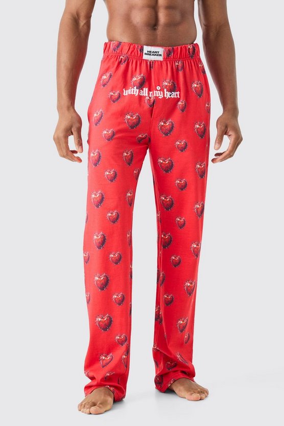 Loungewear-Hose mit Herz-Print
