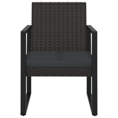 vidaXL Loungesofa 3-tlg. Garten-Lounge-Set mit Kissen Schwarz Poly Rattan, 3 Teile