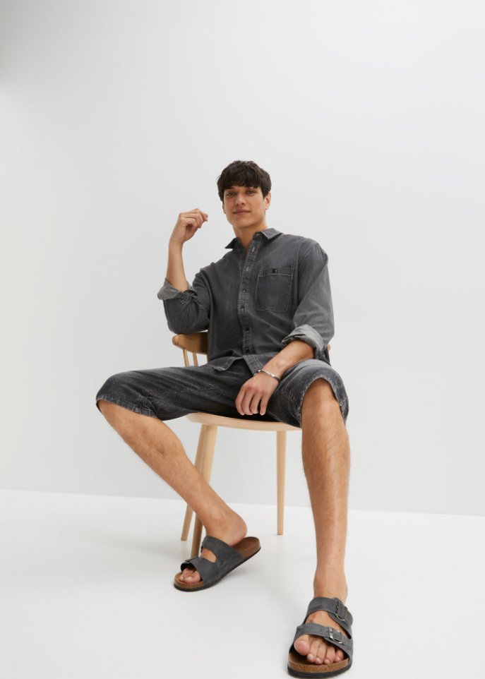 Stretch-Jeans-Long-Bermuda, Regular Fit