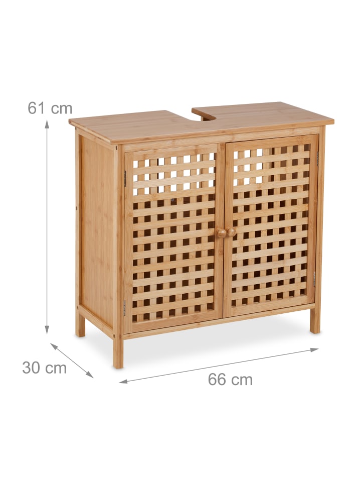 relaxdays Waschbeckenunterschrank in Natur - (B)66 x (H)61 x (T)30 cm günstig kaufen onesize